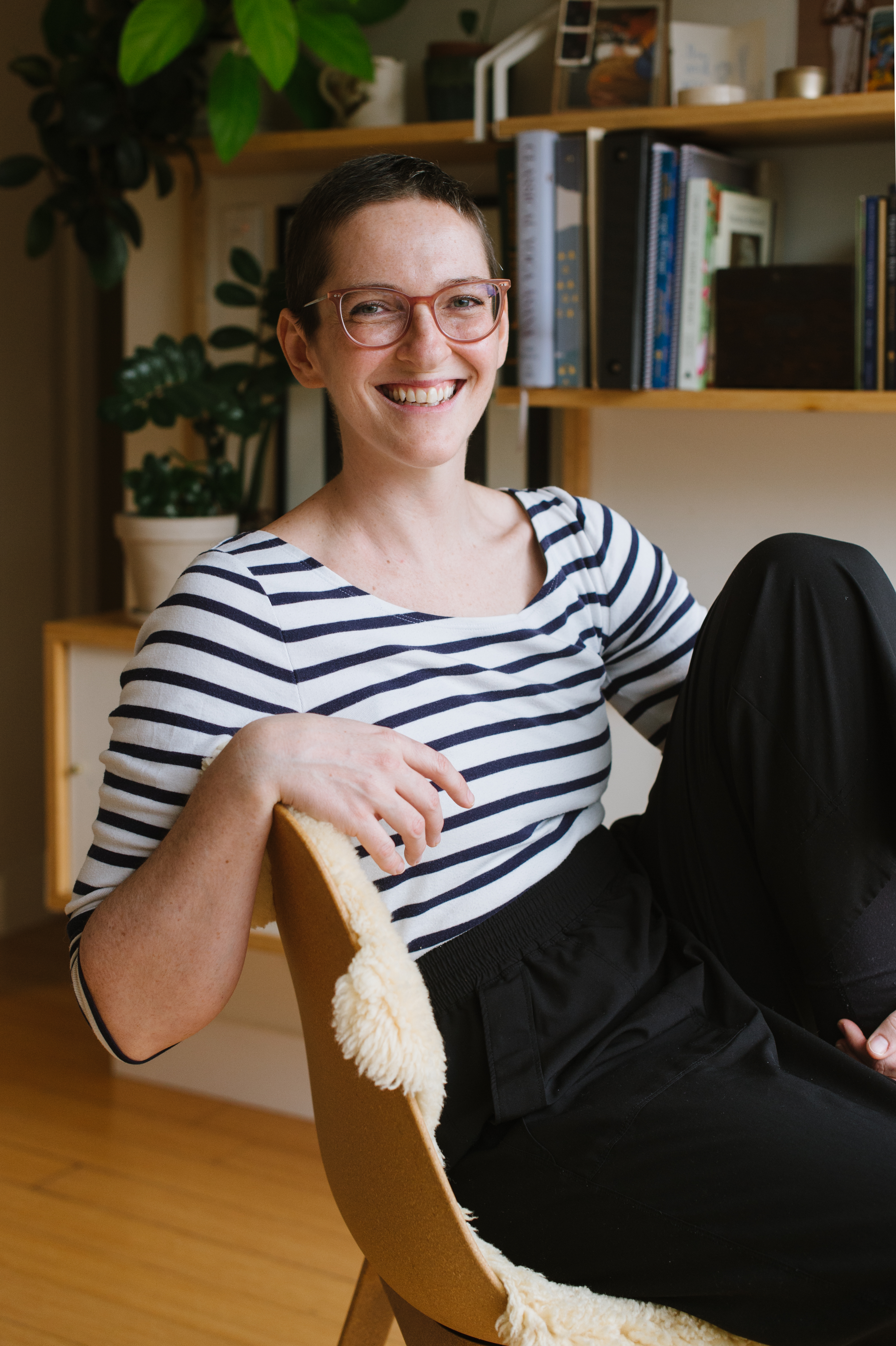 Yoga instructor Julia in relaxed setting