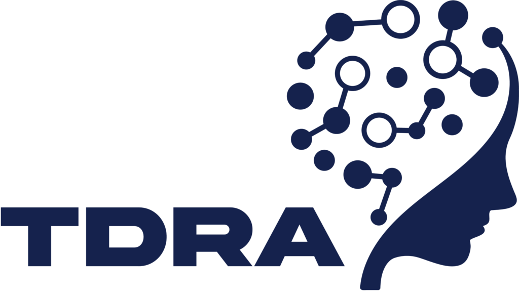 The Toronto Dementia Research Alliance logo that states TDRA and an artful image of someone and the connections in their brain.