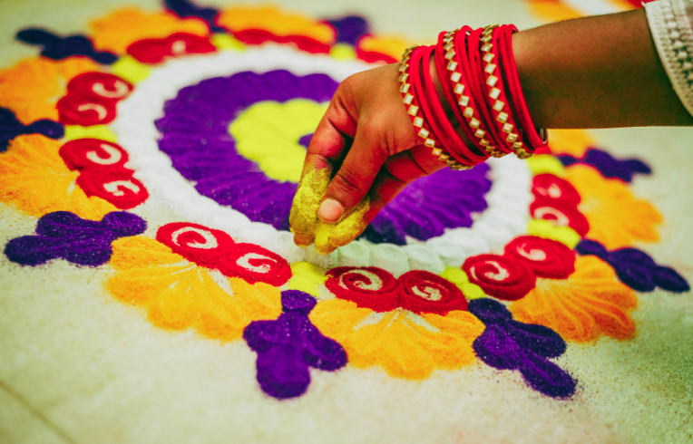Creating multi-coloured art.